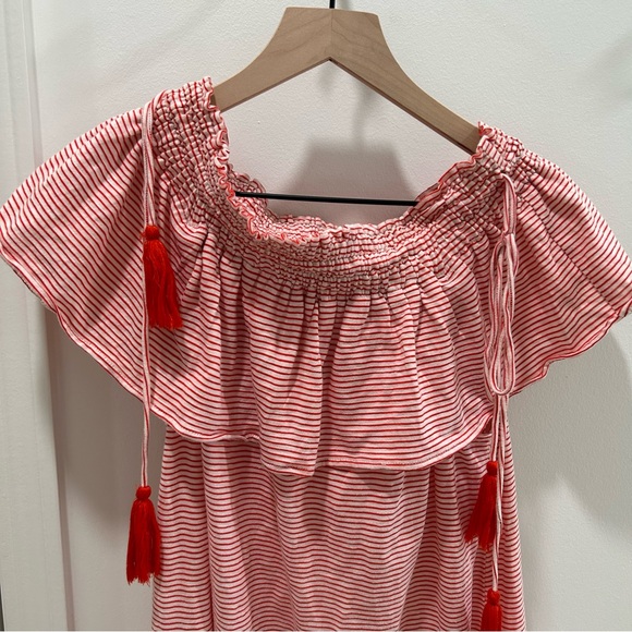 Loft Off The Shoulder Stripe Boho Dress Small NWT - Picture 4 of 8